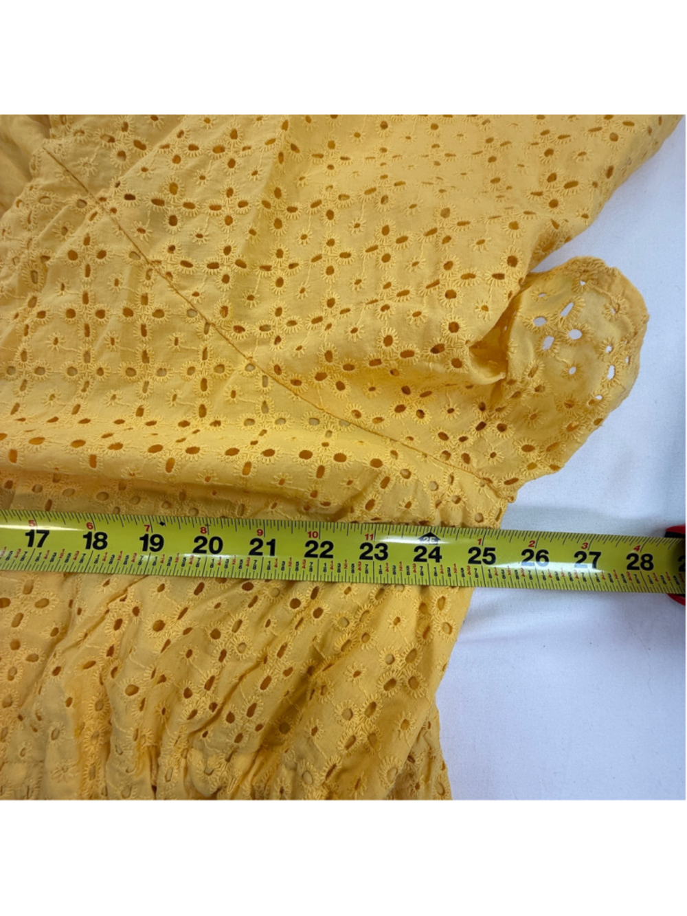 Terra & Sky Eyelet Midi Dress 2X Yellow Button Front Cottagecore Boho Plus Size - Picture 4 of 7